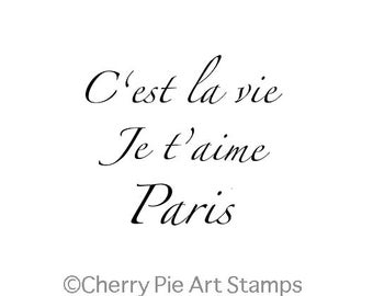 French words -set of 3 CLiNG RuBBer STaMP by Cherry Pie P429
