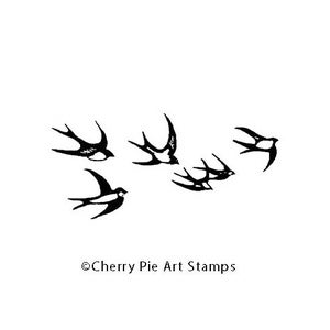 ANDORINHAS - pássaros voadores - CLinG Rubber STaMP da Cherry Pie Art Stamps P417