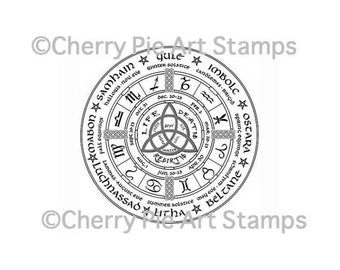 Wheel of the Year, Pagan Year Calendar CLiNG RuBBer STaMP by Cherry Pie Q534