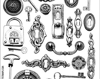 Locks and Keys set of unmounted rubber stamps Plate 25