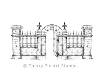 Muros de entrada al cementerio - SELLO DE GOMA ADHESIVO de Cherry Pie R596