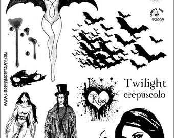 DARK Creatures - Vampires, witches -Set of unmounted rubber stamps by Cherry Pie Plate 53