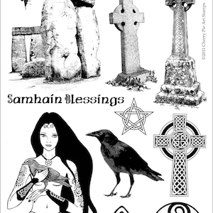 Celtic Magic, The Morrigan, Crow, Stonehenge, Raven- Set van ongemonteerde rubberen postzegels door Cherry Pie - Plate 57