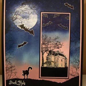 DARK Night, Skeletons and Bats, Bates Motel Rubber Stamps Set by Cherry ...