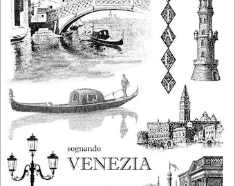 VENEZIA, Venise, ITALIE, gondole - Ensemble de tampons en caoutchouc non montés Plaque 39
