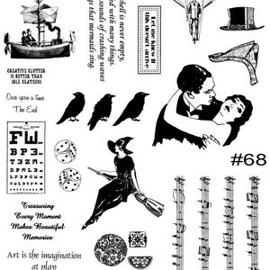 AMOR, CASAL, CORVOS, Bruxa, conjunto de carimbos desmontados da Cherry Pie - Placa 168
