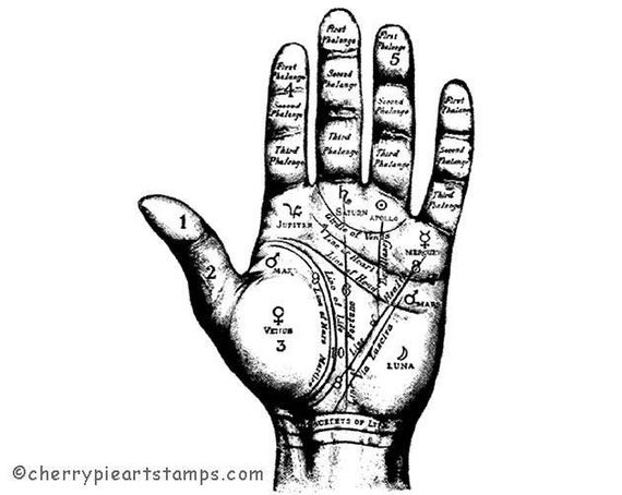 Fortune Telling Palmistry Hand CLiNG RuBBer STaMP R592