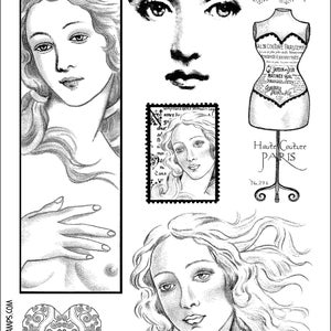 Venus of Botticelli - Set of unmounted rubber stamps by Cherry Pie Plate 19