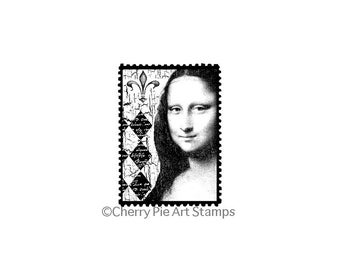 Monna Lisa POSTOID- Leonardo DaVinci -CLiNG RuBBer STaMP by Cherry Pie E198