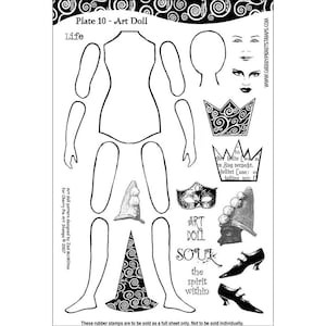 PAPER DOLL, art doll - set of unmounted rubber stamps by Cherry Pie PL10