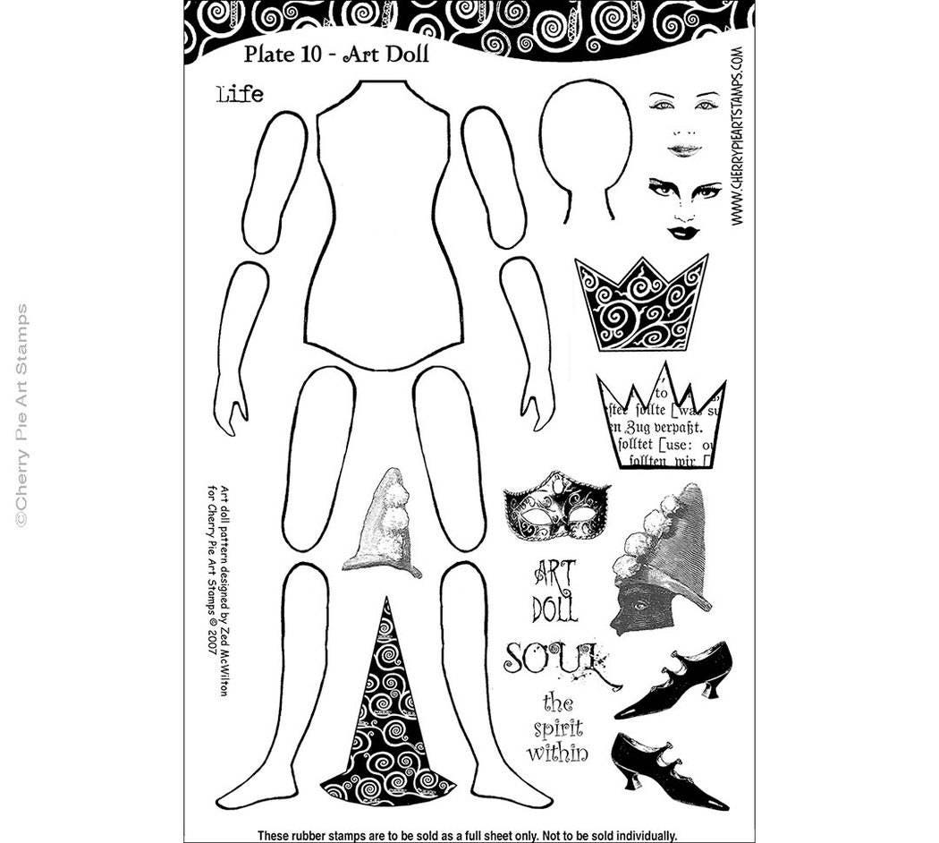 PAPER DOLL Art Doll Set of Unmounted Rubber Stamps by Etsy