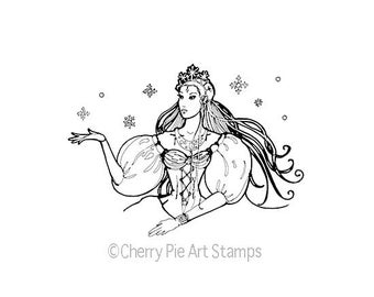 Winter spirit princess goddess - CLiNG RuBBer STAMP for acrylic block R581