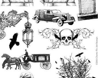 El antiguo cementerio - Victoriano - juego de sellos de caucho sin montar de Cherry Pie Plate 56