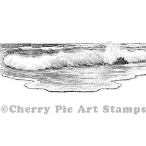 Rough OCEAN, sea, waves, seashore- CLiNG RuBBer STaMP by Cherry Pie S586