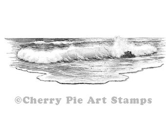 Rough OCEAN, mar, olas, orilla del mar- CLiNG RuBBer STaMP by Cherry Pie S586