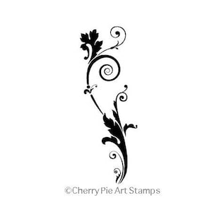 Floral swirly decoration- FLOURISH- CLING rubber stamp Q539