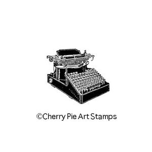 Vintage oude TYPEWRITER- CLING STEMPEL voor acryl blok door Cherry Pie G257