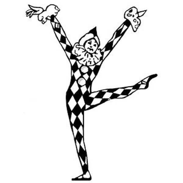HARLEQUIN - Carnival, Mardi Gras, Mask- CLiNG RuBBer STAMP by Cherry Pie L356