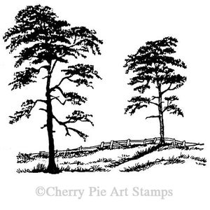 TWO TREES Silhouette Cling Rubber Stamp by Cherry Pie Q456 - Etsy