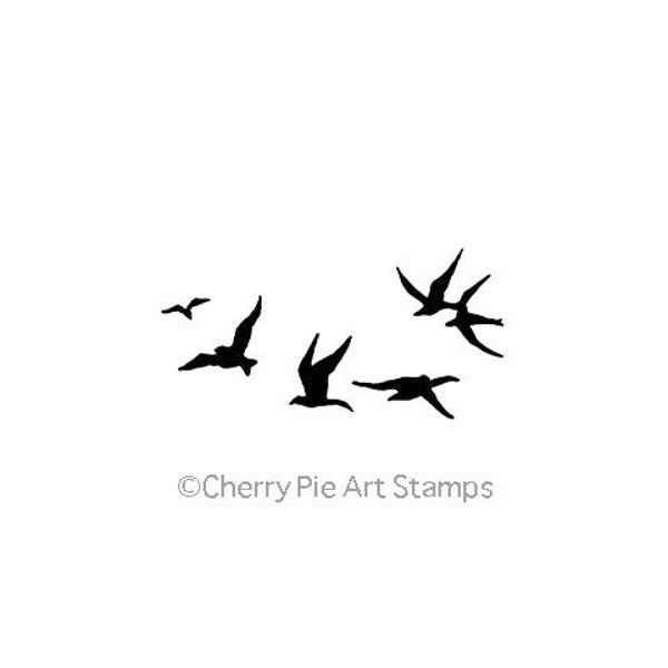 BIRDS Flight silhouette - seagulls -CLiNG RuBBer STaMP by Cherry Pie D166