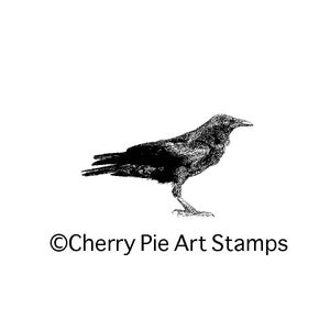 Small CROW, raven silhouette- CLiNG rubber STAMP D149