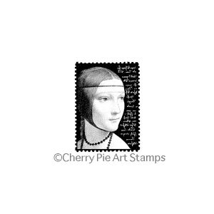 Leonardo's Cecilia POSTOID- Ermine Lady -CLiNG RuBBer STaMP door Cherry Pie E199