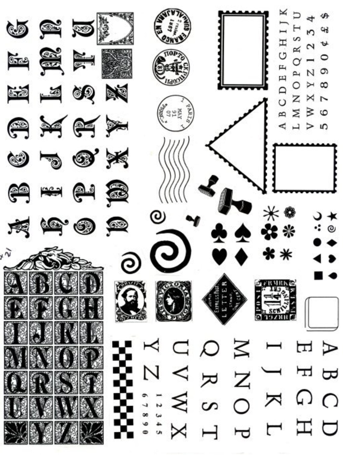 Postsage Signs For Letters ALPHABET, POSTAGE, LETTERS, Set of Unmounted Rubber Stamps by Cherry ...