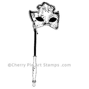 Venetiaans MASKER op een stok nr.2 - Carnaval, Mardi Gras- CLiNG RuBBer STAMP L353