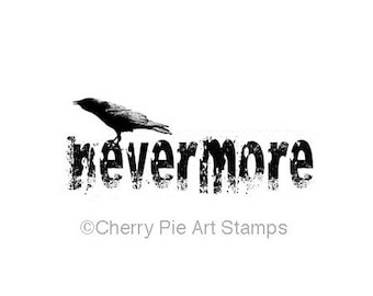 NEVERMORE, cuervo, RaVeN, Edgar Allan POE- CLiNG RuBBer STaMP L342