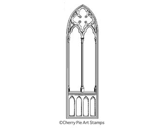 enetian palace Gothic window - Cling cushioned Rubber STAMP R595
