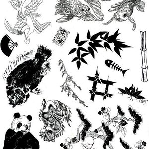 ANIMALES EXÓTICOS, DRAGÓN, Panda, Pez, Pájaro, juego de sellos de goma sin montar de Cherry Pie - Lámina 124
