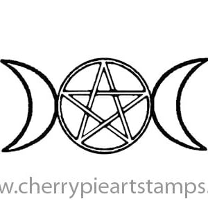 TRIPLE MOON SYMBOL - Goddess, pentacle, Celtic- CLiNG RuBBer STaMP D170