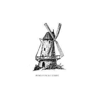 Antiguo molino de viento, Holanda- Sello de goma CLING de Cherry Pie J286