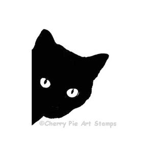 BLACK CAT ゴム印 シルエット 猫の顔 - Cherry Pie のクリングゴム印 Q499