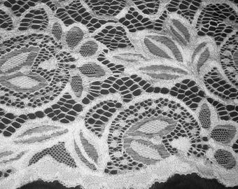 Ivory Lace Fabric, See Through Sheer Stretchy Floral Wedding Lingerie  (By the Yard) Lace