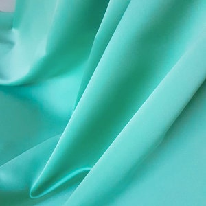 Mint Green Heavy Silky Satin Duchesse Fabric by yard, Satin for wedding elegant bridal gown fabric image 1