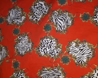 Hig Quality Orange Printed Cotton Fabric, Printed Fabric by the Yard, Limited edition fabric