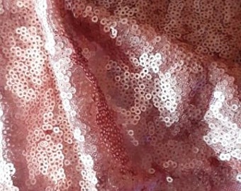 Rose Gold Small Shiny Sequins on tulle Fabric, Sequins Fabric by the Yard
