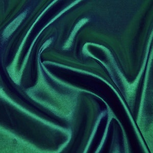 Hunter Green silky stretch satin fabric, Green Silky Luxury Lining Fabric,  Wedding Evening Dress Fabric, Lining  Satin Fabric by yard
