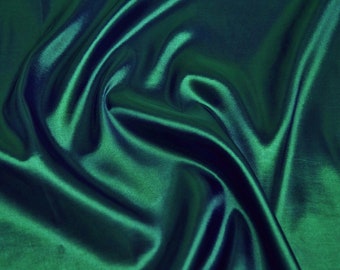 Hunter Green silky stretch satin fabric, Green Silky Luxury Lining Fabric,  Wedding Evening Dress Fabric, Lining  Satin Fabric by yard