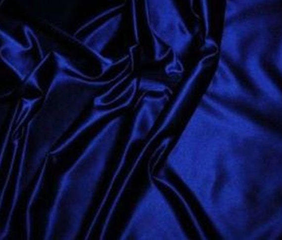 Dark Royal Blue silky stretch satin fabric, Blue Silky Luxury Lining  Fabric, Wedding Evening Dress Fabric, Lining Satin Fabric by yard
