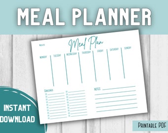 Meal Plan Printable, Printable Meal Planner, Meal Plan and Grocery List, Grocery List Printable, Meal Planner PDF, Weekly Meal Plan