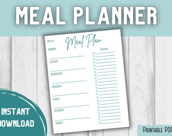 Meal Plan Printable, Printable Meal Planner, Meal Plan and Grocery List, Grocery List Printable, Meal Planner PDF, Weekly Meal Plan