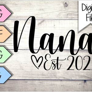 Nana Est. 2021 svg - Nana svg, nana chemise svg, nana svg fichier coupé, nana cadeau svg, révélation de grossesse, annonce de bébé svg, fichier cricut svg