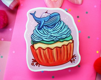 Whale Cupcake Die-Cut Sticker