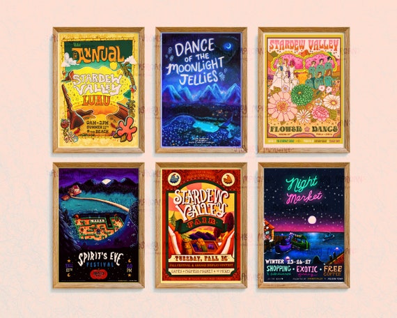 Affiche Stardew Valley - Tapisserie Murale Géante Jeu Vidéo, Décoration Chambre Gamer Fun 76x102 Cm