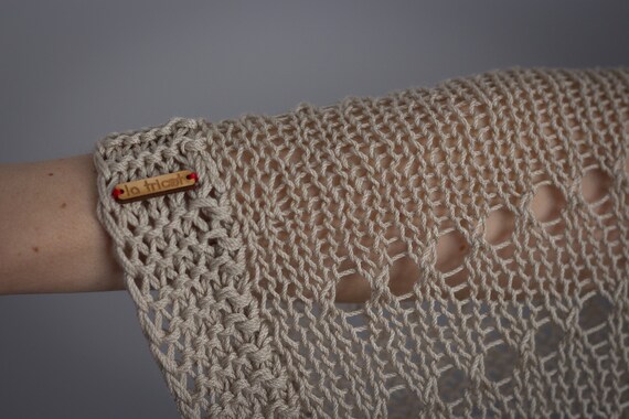 Jersey Poncho Kimono Tejido A Mano A Dos Agujas Con Hilo Con Etsy