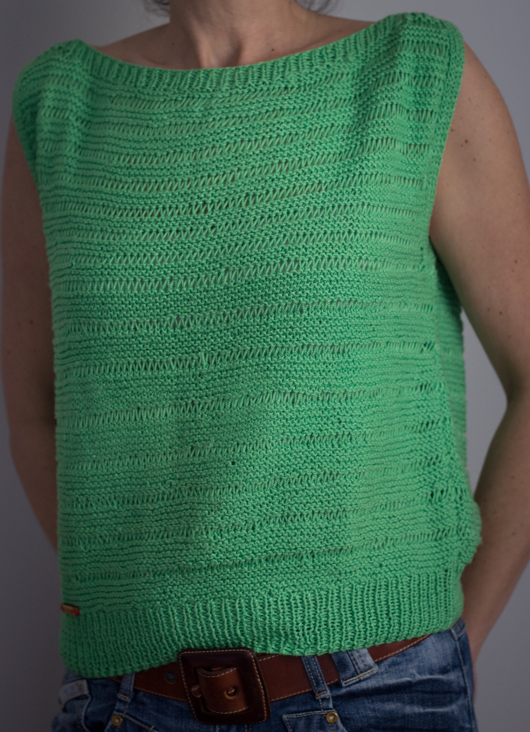 Thread Sweater With a Beautiful Openwork, Hand Knitted With