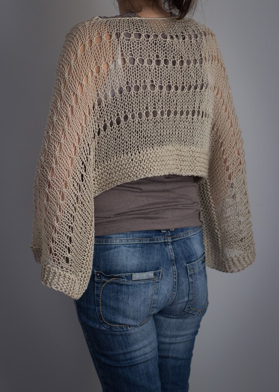 Jersey Poncho Kimono Tejido A Mano A Dos Agujas Con Hilo Con Etsy