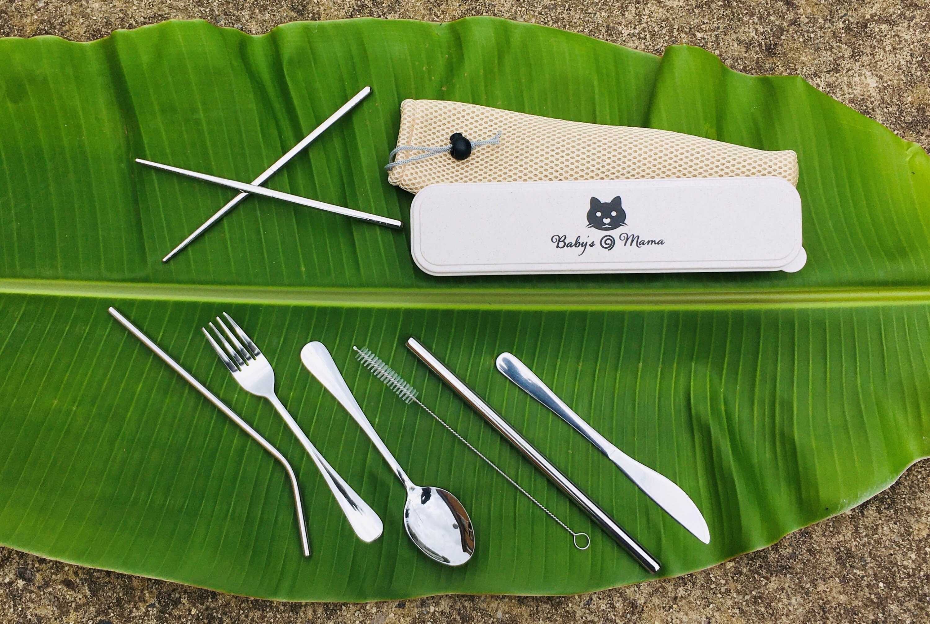 Zero waste kit for lunch, reusable bottle, box and bamboo cutlery Stock  Photo by OksaLy